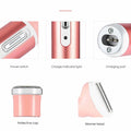 Detailed view of a pink electronic device with labeled parts on a white background