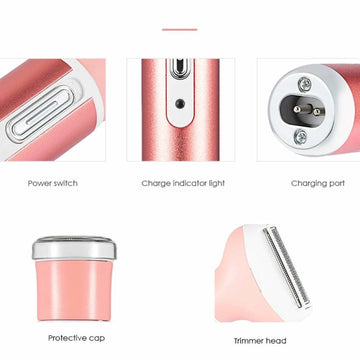 Detailed view of a pink electronic device with labeled parts on a white background