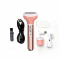 Rose gold multi-tool with attachments on a white background