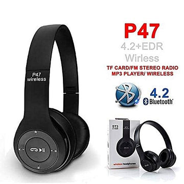 P47 Wireless Bluetooth Headphones — FM Radio, TF Card, Deep Bass & AUX in Pakistan
