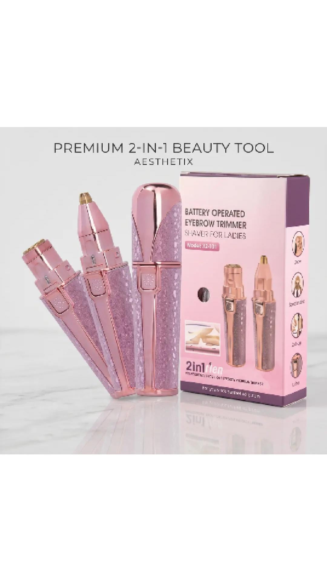 2-in-1 rechargeable eyebrow and facial hair remover video showing LED light in use