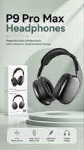 P9 Pro Max wireless headphones video showing over-ear deep bass sound in use