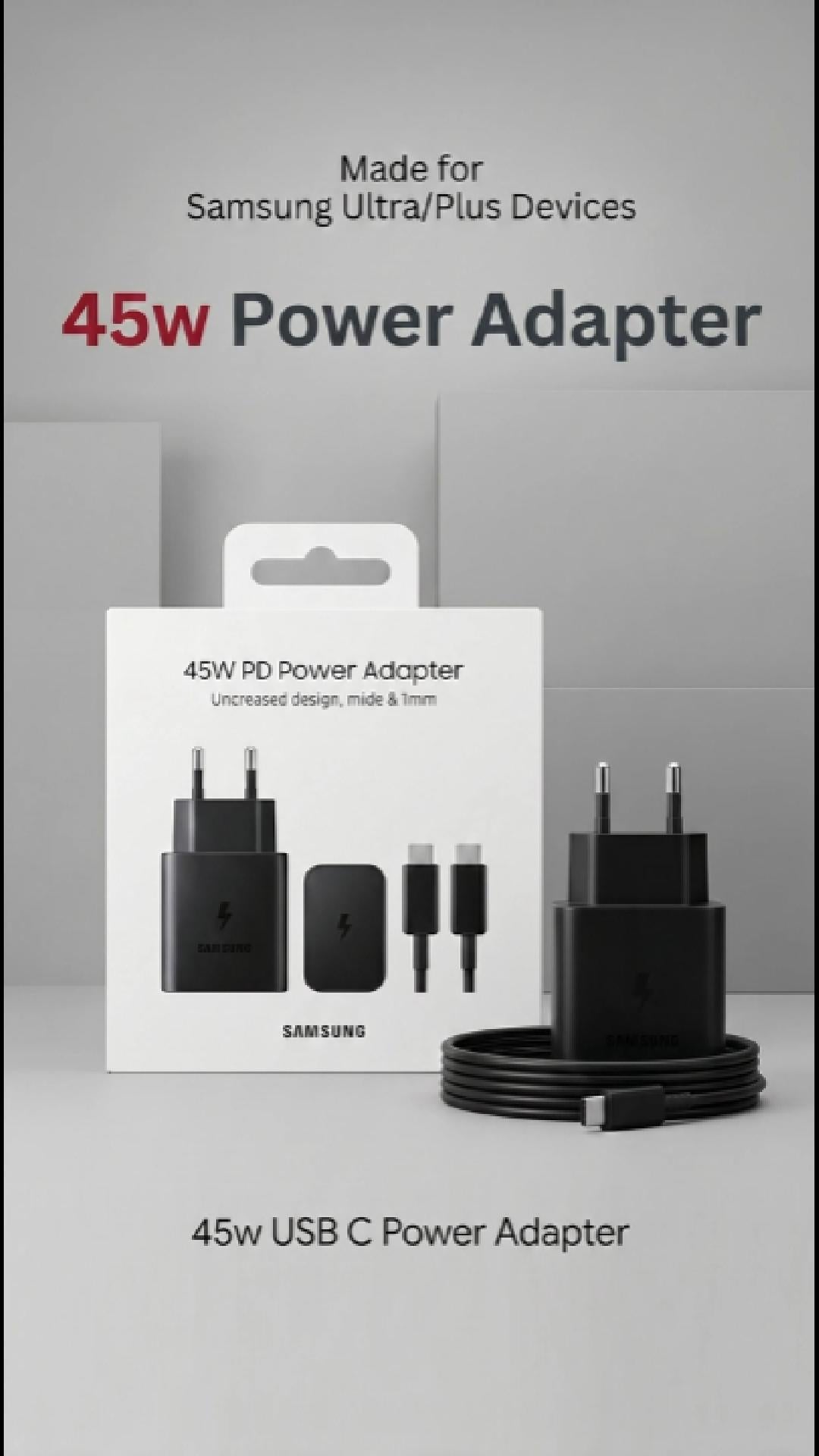 Samsung 45W PD USB-C super fast charger adapter video showing charging in action
