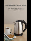 Stainless steel electric kettle video showing boiling water with auto shut-off