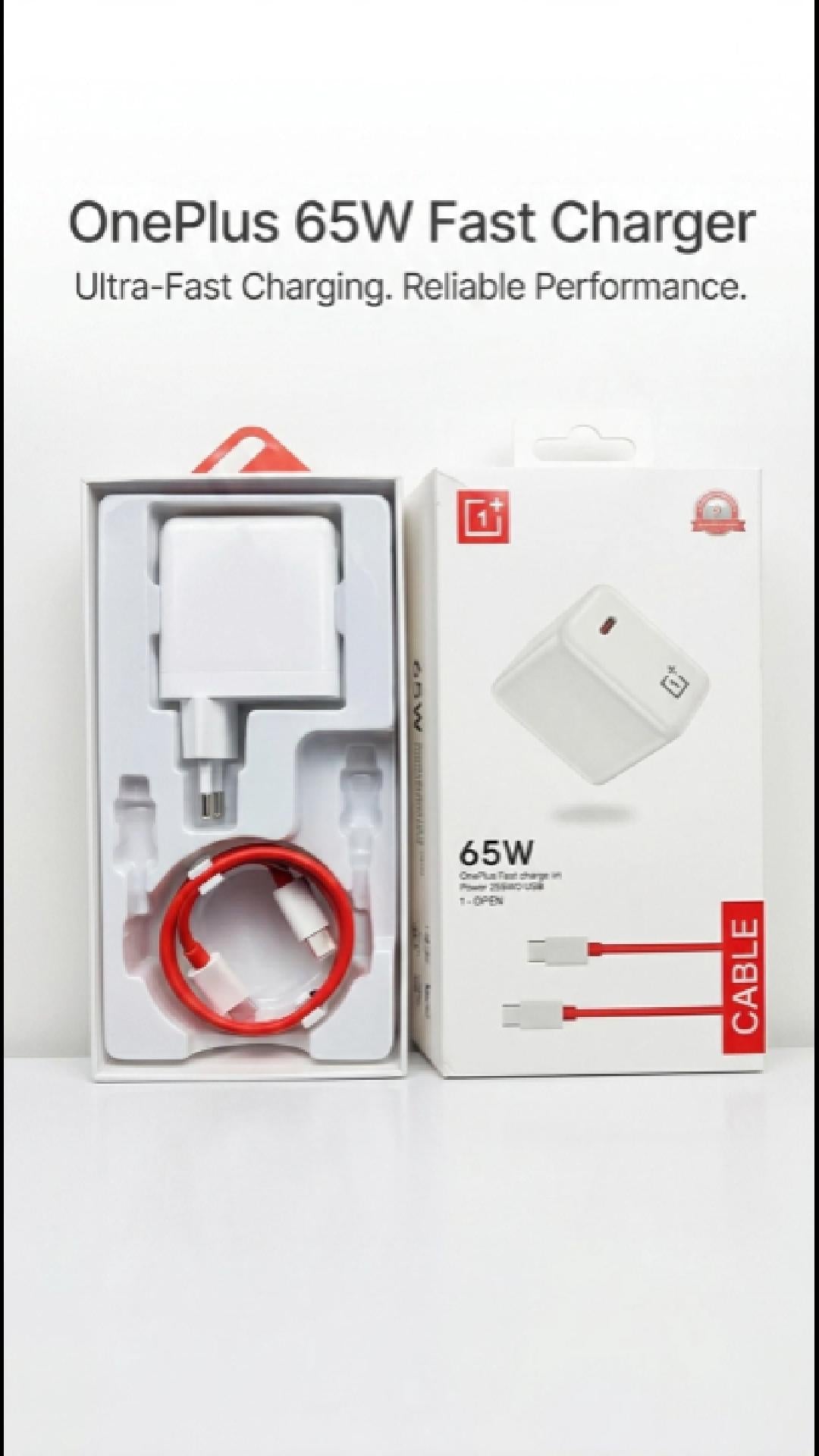 OnePlus 65W Warp Charge adapter video showing official super fast charging